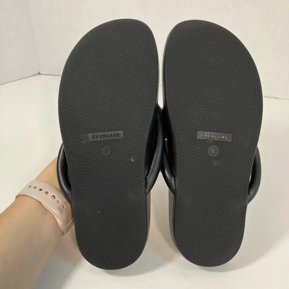 Everlane The Form Thong Sandals Black Italian Nappa Leather Womens Sz 6 NWOT - Picture 13 of 15